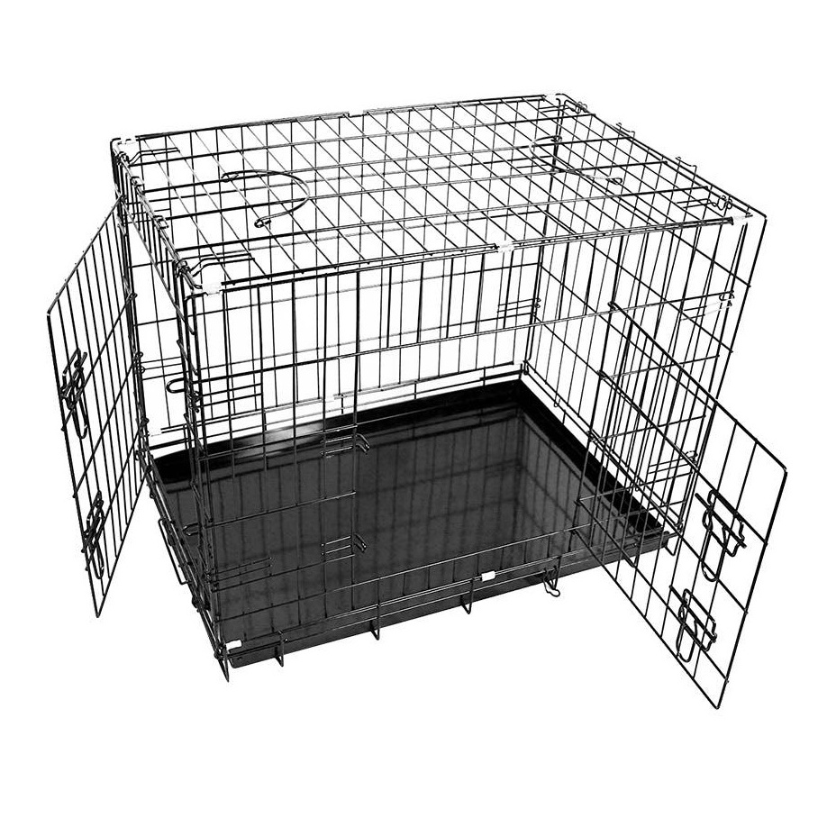 Durable Foldable Metal Wire Dog Crate with Tray