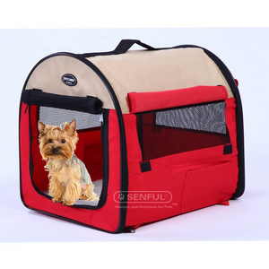 Soft Sided 3 Door Folding Travel Crate/Pet Kennel for Crate-Training Dogs/Lightweight frame Dog Crate