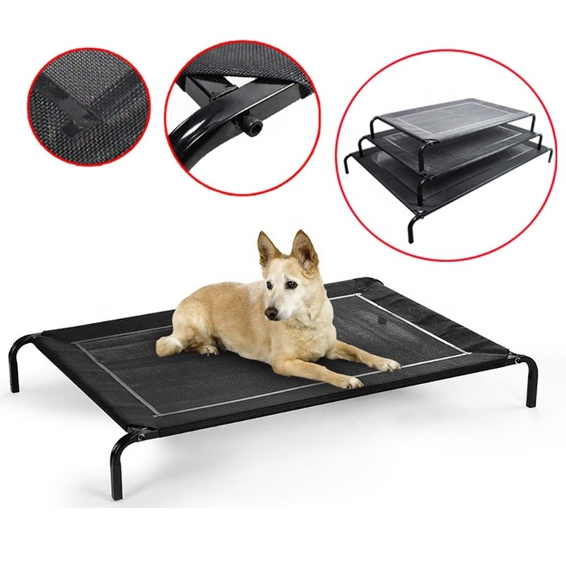 Elevated Dog Bed Cot Portable Indoor Outdoor Pet Hammock Bed with Skid-Resistant Feet Frame with Breathable Mesh Dog Cat Cot