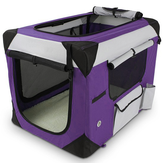 Portable Travel Dog Crate, 4-Door Collapsible Dog Crate with Durable Mesh Windows