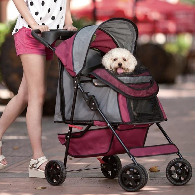 Painting Color Dog Transport Cage Pet Trolley Pet Stroller