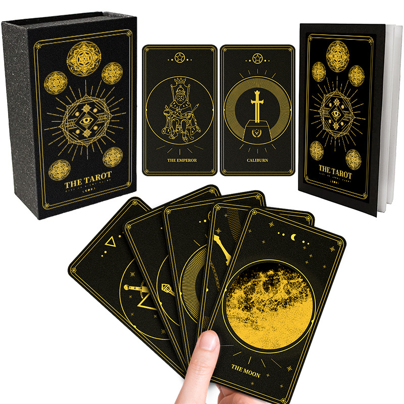 Custom Printing With Manual Book Tarot Card Deck Gold Foil Black Full Size  The   Original Rider Tarot Cards Wholesale