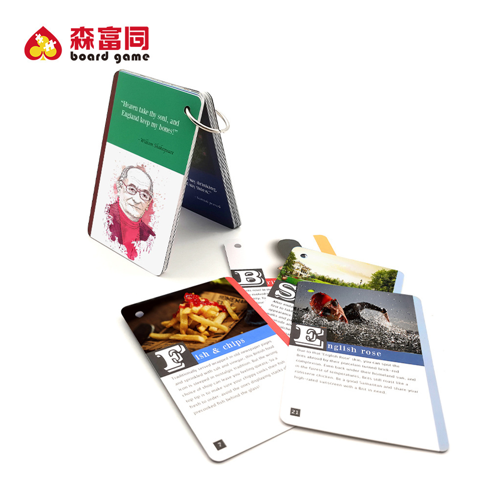 Custom Wholesale High Quality Printing Educational Cognitive Cards Memory Flash Cards With  Iron Ring