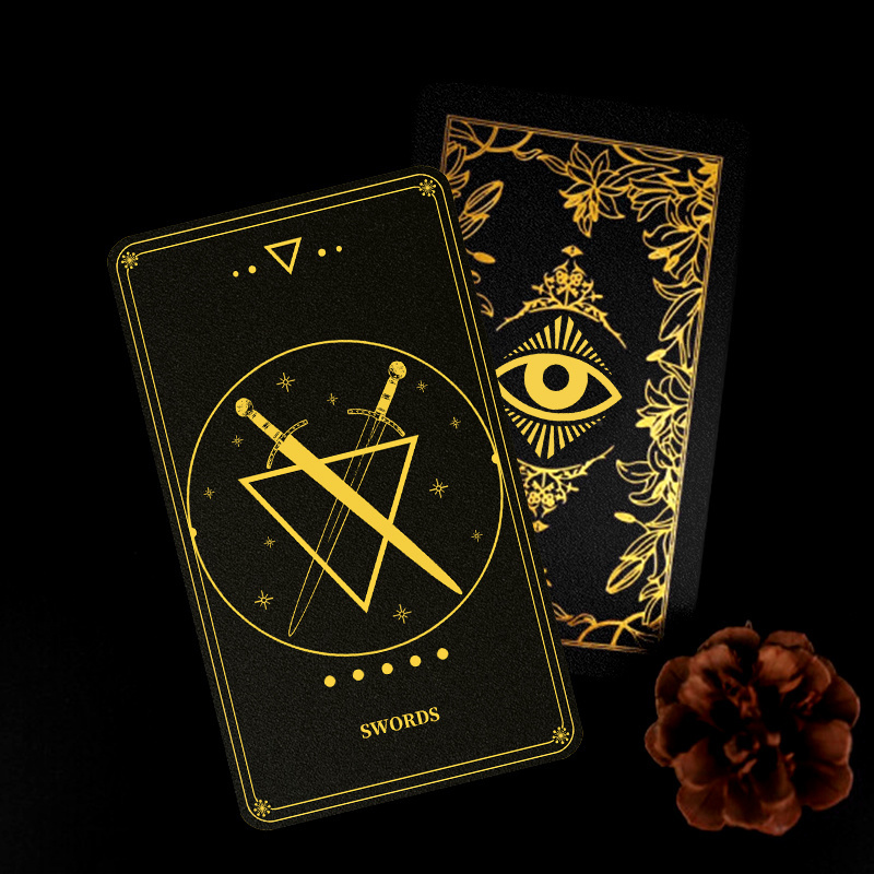 Custom Printing With Manual Book Tarot Card Deck Gold Foil Black Full Size  The   Original Rider Tarot Cards Wholesale