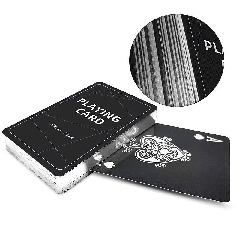 Custom Printing High Quality Black Poker Gold/Silver Edge Playing Cards