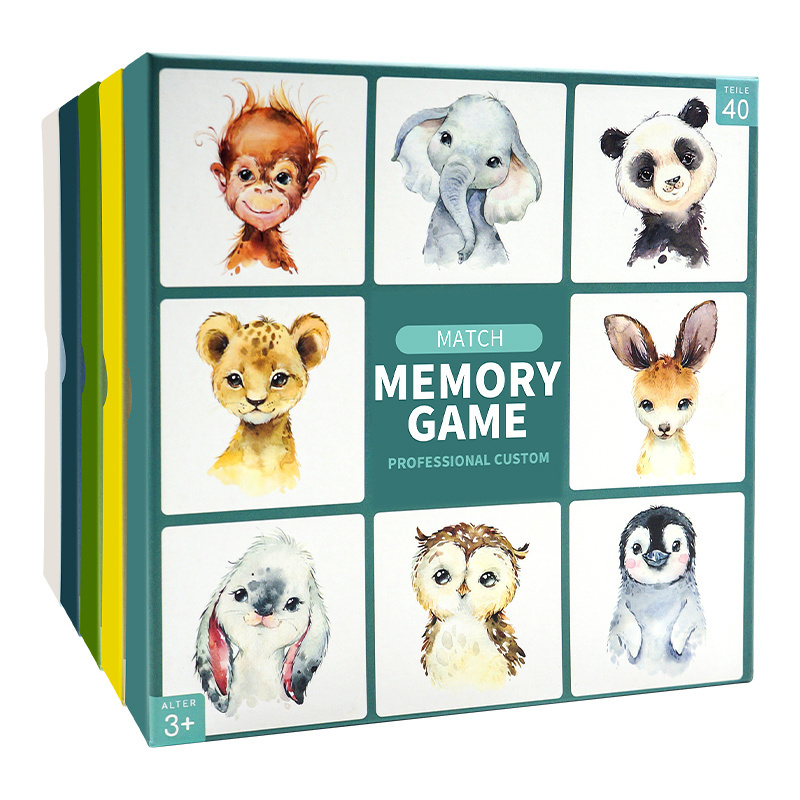 Game cards custom printing Paper material Children's custom  memory cards game with color box