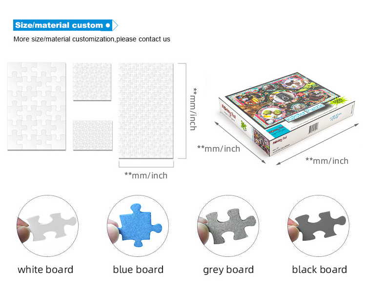 Factory bulk sale cardboard sublimation blank jigsaw puzzle