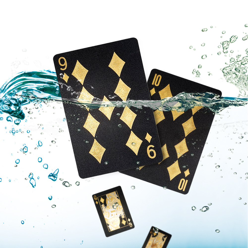 High Quality Creative Durable Waterproof Smooth Custom Logo PVC Plastic Black Poker Playing Cards