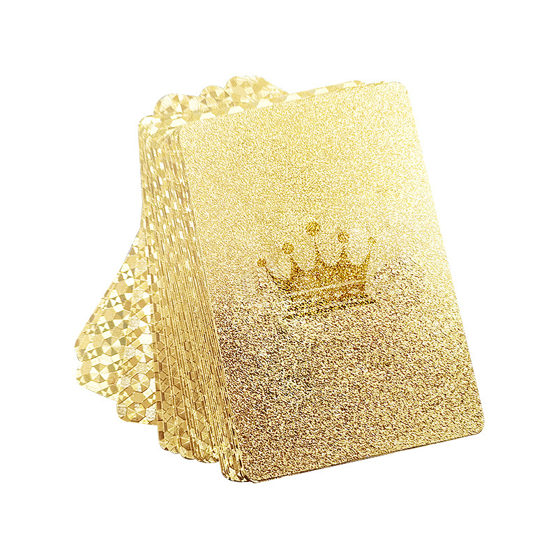 Custom Printing paper plastic poker set with box gold plated crown playing cards waterproof