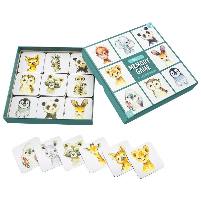 Game cards custom printing Paper material Children's custom  memory cards game with color box