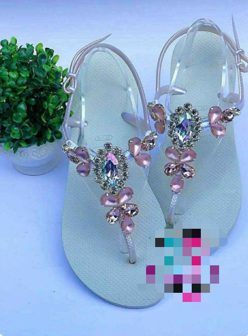 Factory Supply High Quality Crystal Flip Flops Accessory Rhinestone Bridal Slippers Fashion Woman Wedding Flip Flop decoration