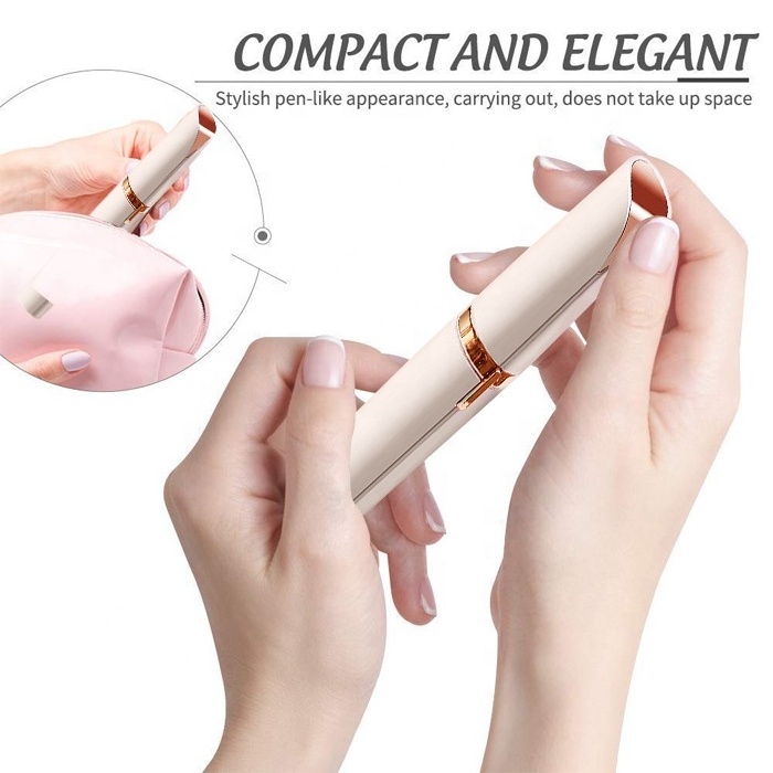 Hot Selling Electric Built-in Light 18K Gold Plated Lady Eyebrow Trimmer Razor Best Price Hair Removal