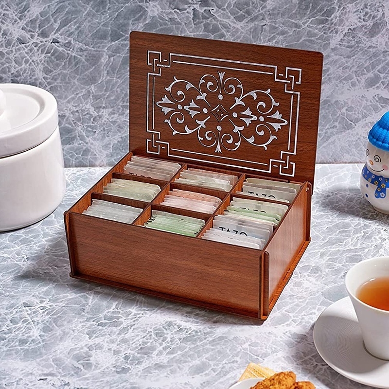 Custom Engraved Tea Storage Compartmental Wholesaler Large Luxury Designer Jewelry Hasp Latch Lock Wooden Display Box