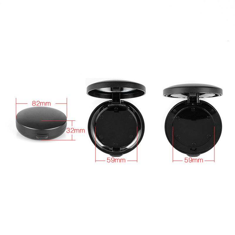 59mm double layer Custom luxury matte black empty pressed compact powder case press powder packaging empty compact box