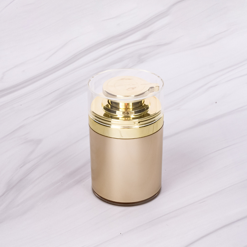 Ready to ship 30g 50g 100g  Airless Bottle  Gold & White Round Lotion Bottle   Packaging Cosmetic Airless Pump Bottle