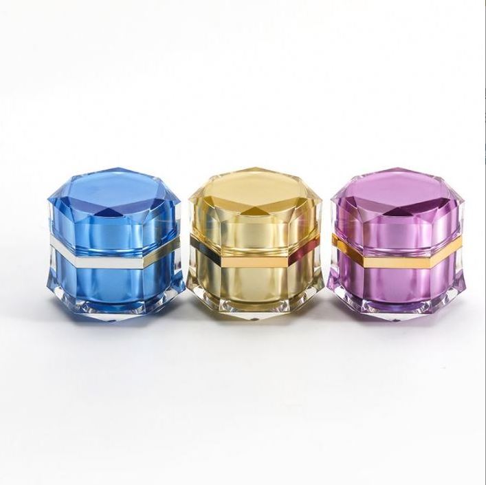 Luxury Mini 10g Free Sample Face Cream Containers Acrylic Packaging Plastic Hexagon Cosmetic Jar