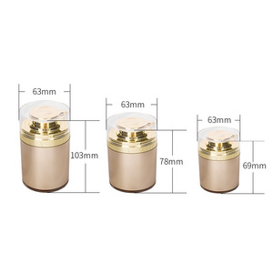 Ready to ship 30g 50g 100g  Airless Bottle  Gold & White Round Lotion Bottle   Packaging Cosmetic Airless Pump Bottle