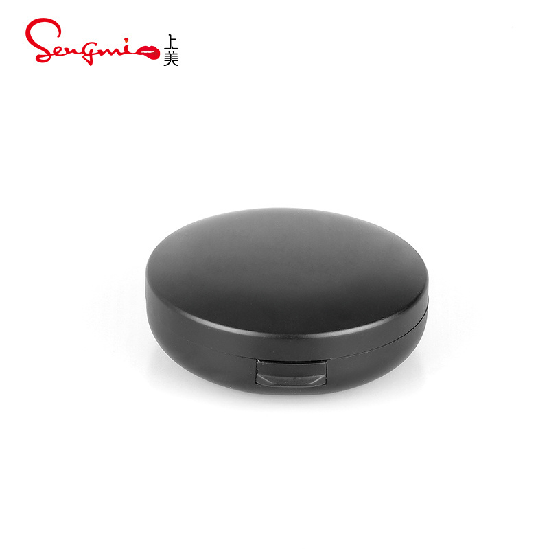 59mm double layer Custom luxury matte black empty pressed compact powder case press powder packaging empty compact box