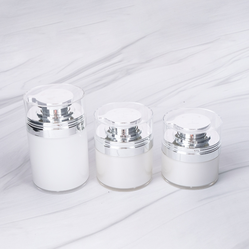 Ready to ship 30g 50g 100g  Airless Bottle  Gold & White Round Lotion Bottle   Packaging Cosmetic Airless Pump Bottle