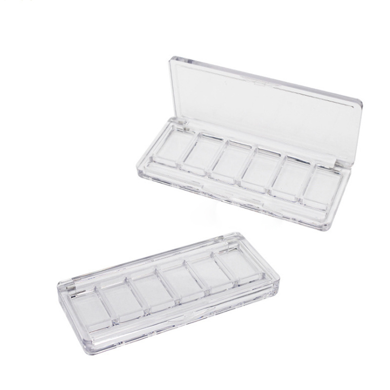 Logo Accepted 8 colors clear square  plastic Cosmetic packaging case transparent empty eyeshadow palette container