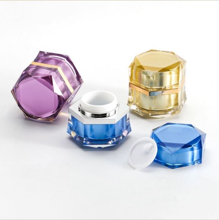 Luxury Mini 10g Free Sample Face Cream Containers Acrylic Packaging Plastic Hexagon Cosmetic Jar