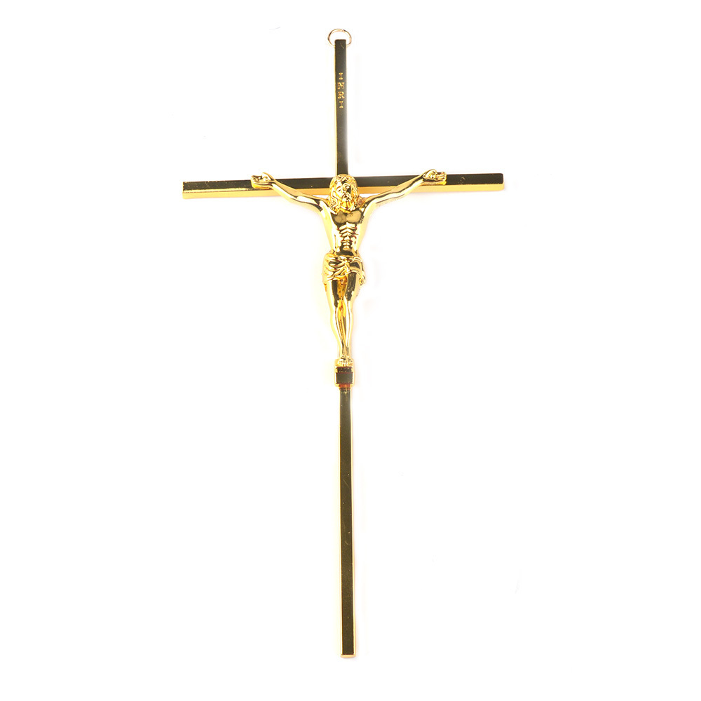 Copper Metal Catholic Hanging Jesus Cross Decoration Large  Gold Wall Crucifix Cross