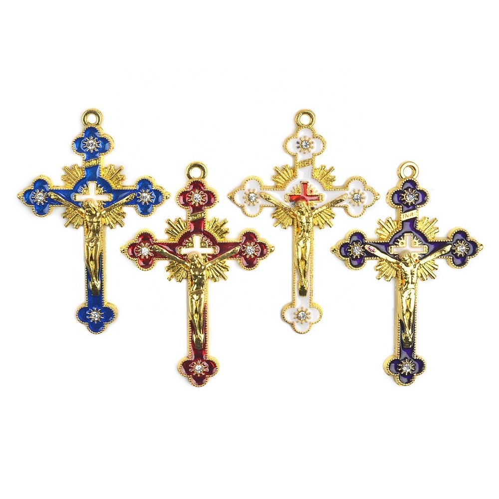 Golden Alloy Crucifix 50x36mm 70x50mm Church Religious Jesus Catholic Cross Pendant