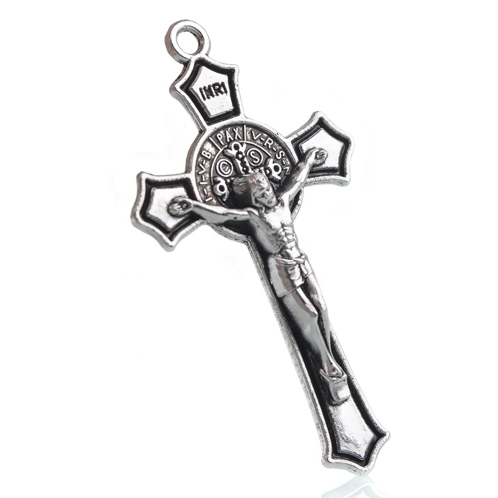 Saint Benedict Crucifix 39*22mm High Quality Rosary Accessories Golden Silver Copper Cross Pendant