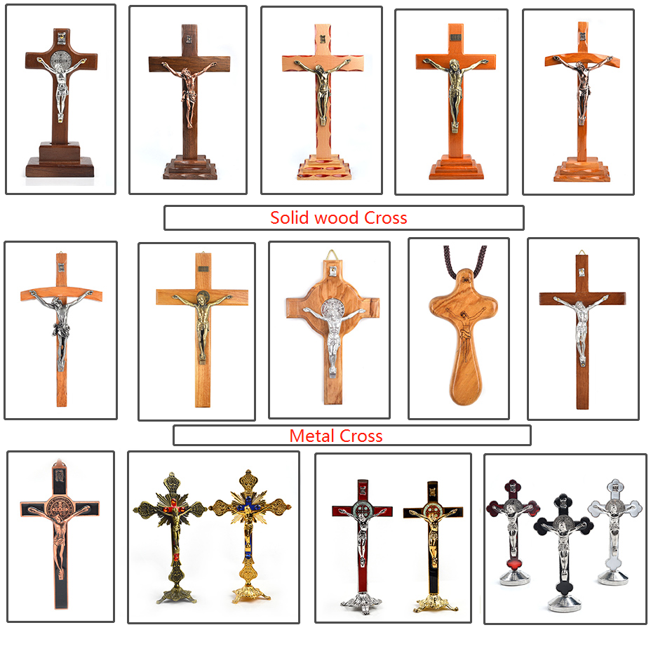 Copper Metal Catholic Hanging Jesus Cross Decoration Large  Gold Wall Crucifix Cross