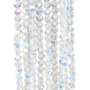 White Clear Faceted Crystal Beads DIY Rosary Beads 8MM Glaze Clear Crystal Glass Loose Beads