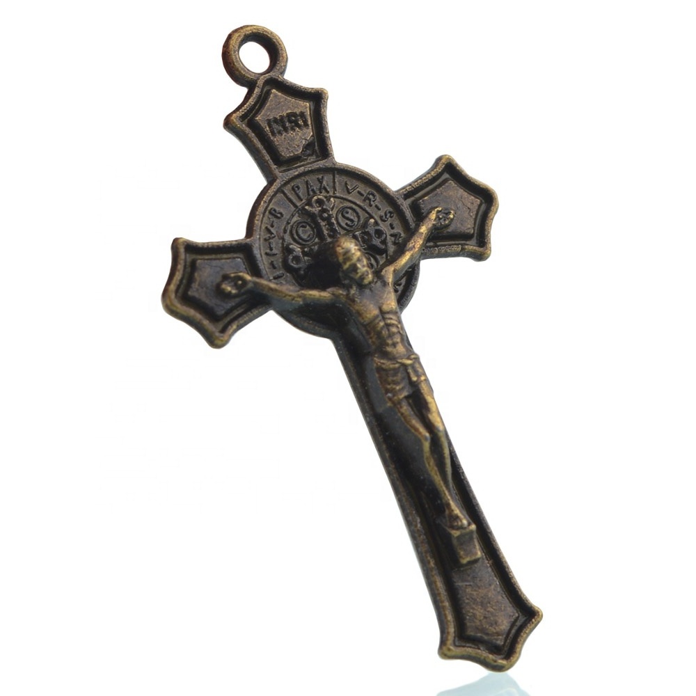 Saint Benedict Crucifix 39*22mm High Quality Rosary Accessories Golden Silver Copper Cross Pendant