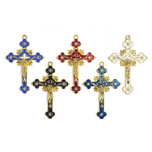 Golden Alloy Crucifix 50x36mm 70x50mm Church Religious Jesus Catholic Cross Pendant