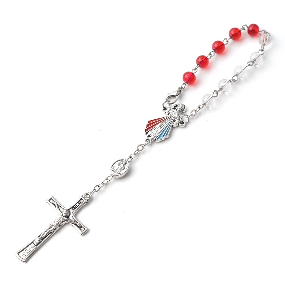 Mercy Jesus Catholic Rosary Decade Chain Rosary 6mm Glass Beads Religious Bracelet