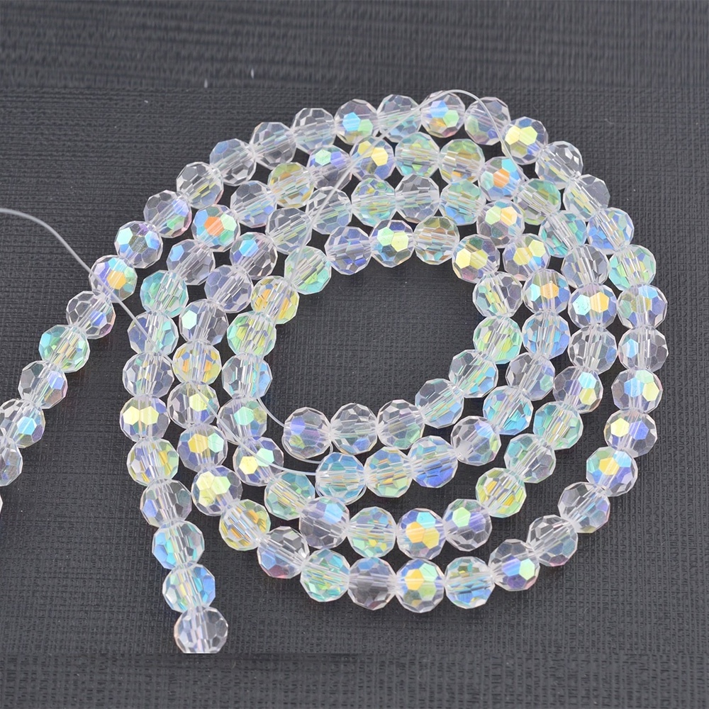 White Clear Faceted Crystal Beads DIY Rosary Beads 8MM Glaze Clear Crystal Glass Loose Beads