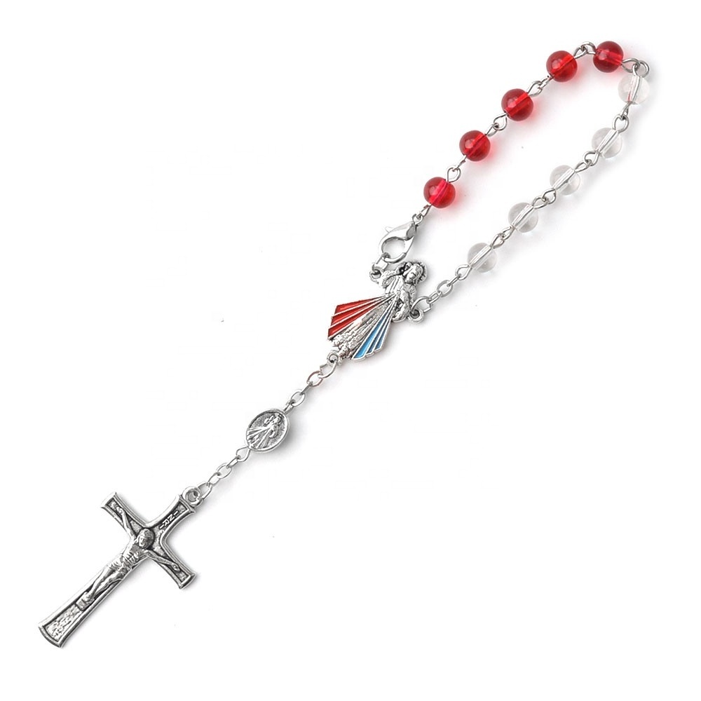 Mercy Jesus Catholic Rosary Decade Chain Rosary 6mm Glass Beads Religious Bracelet