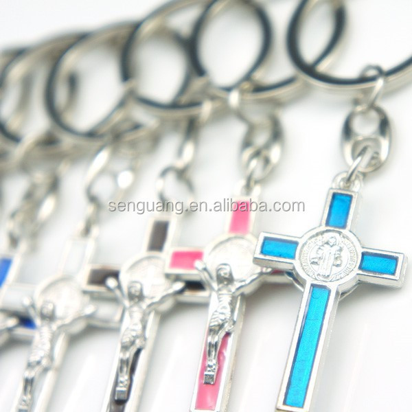 Alloy metal crucifix cross keychain religious cross keychain Jesus cross keychain