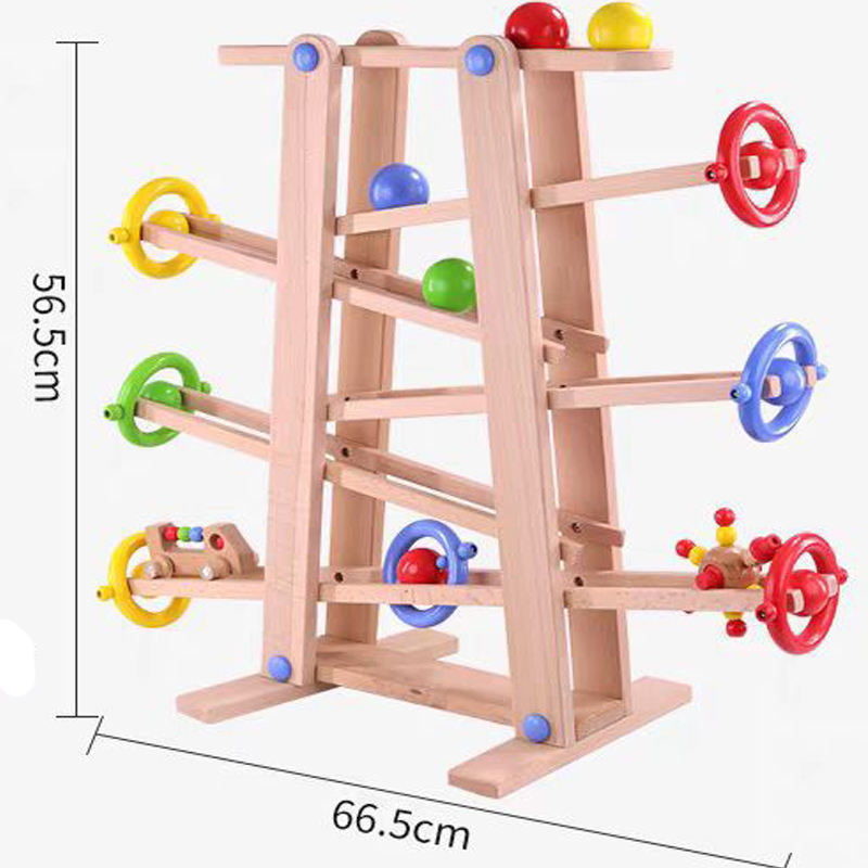 Beech Wood Crazy Joker Speed Roller Coaster Tracking Barrel Roll Game Educational Wooden Racing Track Gift Toys For Kids