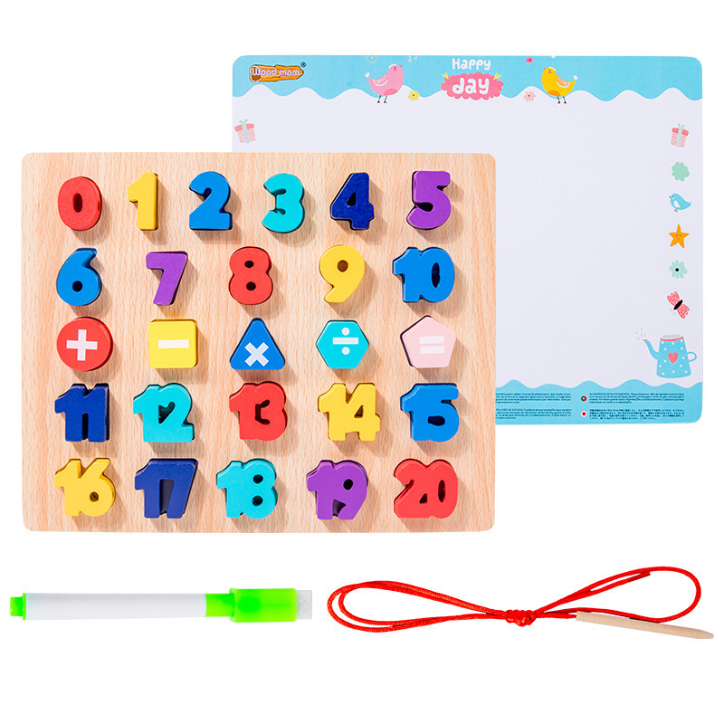 Custom Montessori Children Wooden Arabic Russian Alphabet Drawing Threading Board Educational Learning Playing Toys For Kids