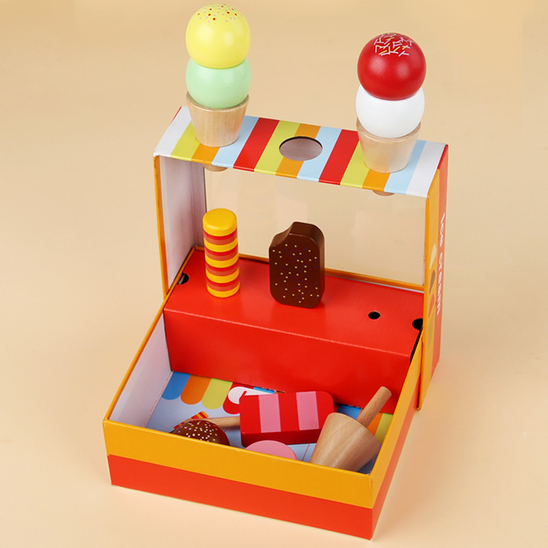 2024 New Design Preschool  Children Simulation Ice Cream Dessert Box Game Educational Pretend Kitchen Set Toys For Kids 3-6