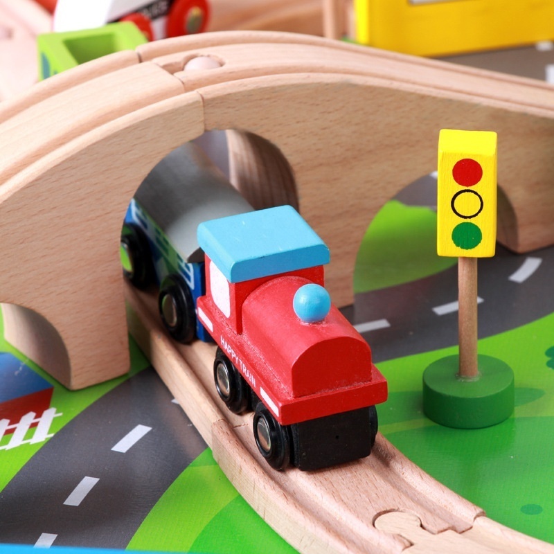 Intelligence Luxury Scenery Play large Railroad Train Track Toys Wooden Railway Train Table Games Toys for Kids