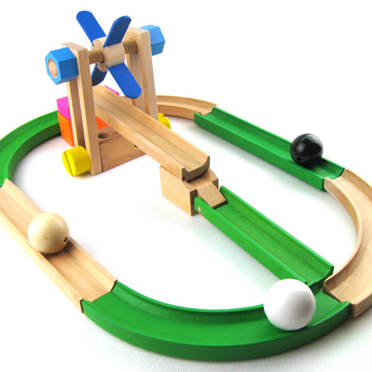 New Arrival Baby Wooden Roller Coaster Track Ball Game Educational Tracking Building Blocks Toys For Kids