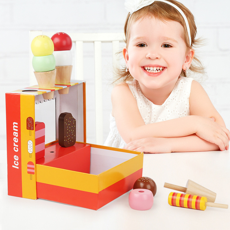 2024 New Design Preschool  Children Simulation Ice Cream Dessert Box Game Educational Pretend Kitchen Set Toys For Kids 3-6