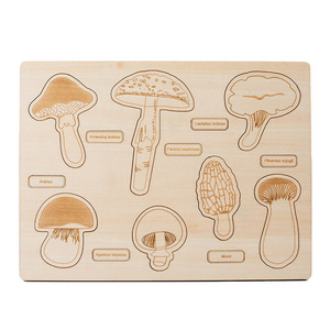 Factory 2024 New Custom Children Wooden Mushroom Dinosaur 3D Jigsaw Puzzle Montessori Educational Block Matching Toys For Kids