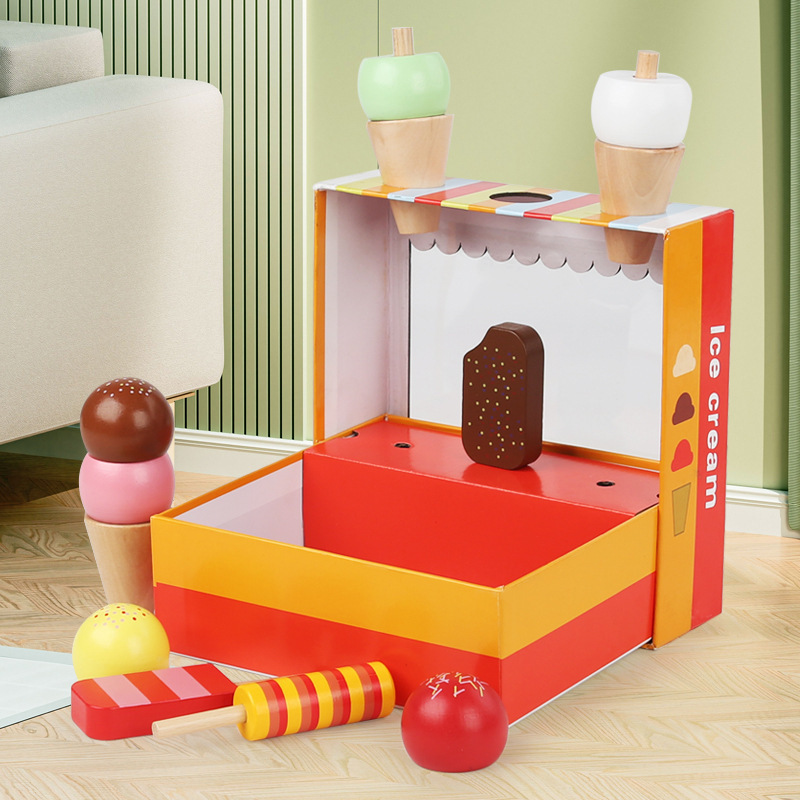 2024 New Design Preschool  Children Simulation Ice Cream Dessert Box Game Educational Pretend Kitchen Set Toys For Kids 3-6