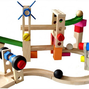 New Arrival Baby Wooden Roller Coaster Track Ball Game Educational Tracking Building Blocks Toys For Kids