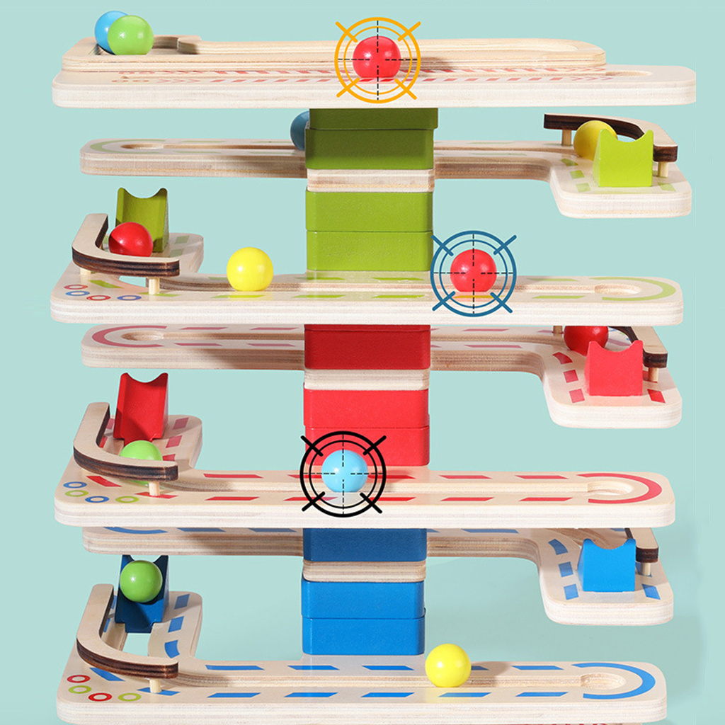 Wooden Tracking Toy Marble Ball Running Game Coaster Ramp Rolling Slide Toy Montessori Early Educational Toys For kids