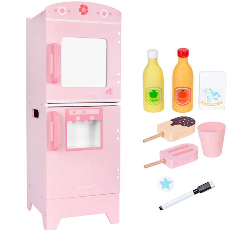 Baby Wooden Role Play Simulation Cooking Kitchen Set Educational Princess Pink Pretend House Toys For Kids