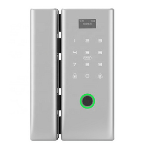 WiFi Tuya APP Remote Control Smart Fingerprint Door Lock With IC Card Password For Frameless Glass Door Push Or Sliding Door