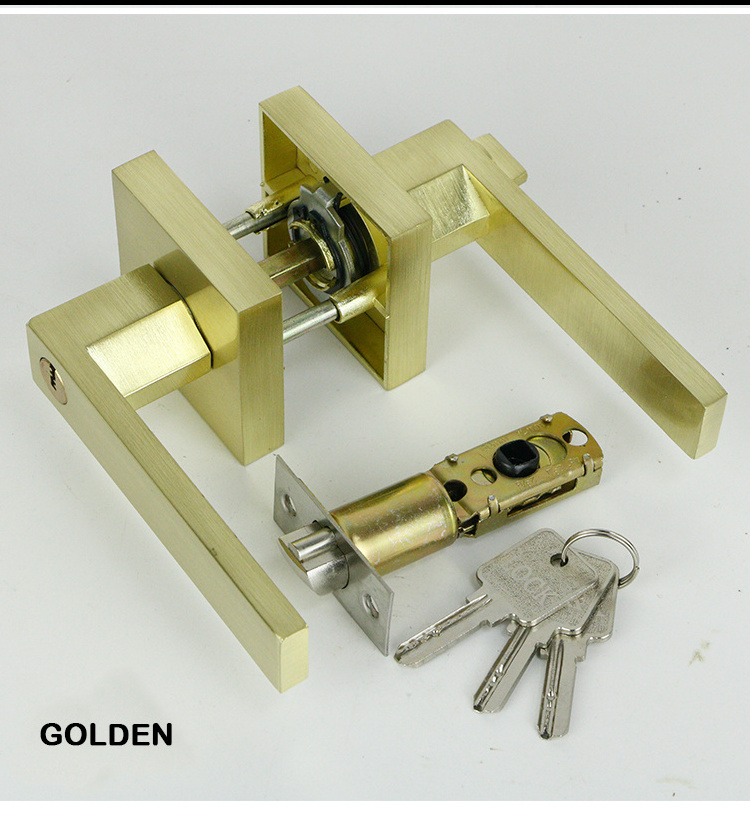 Privacy 3 keys keyless square door handle bedroom / bathroom / interior door manual lock cylinder door lock