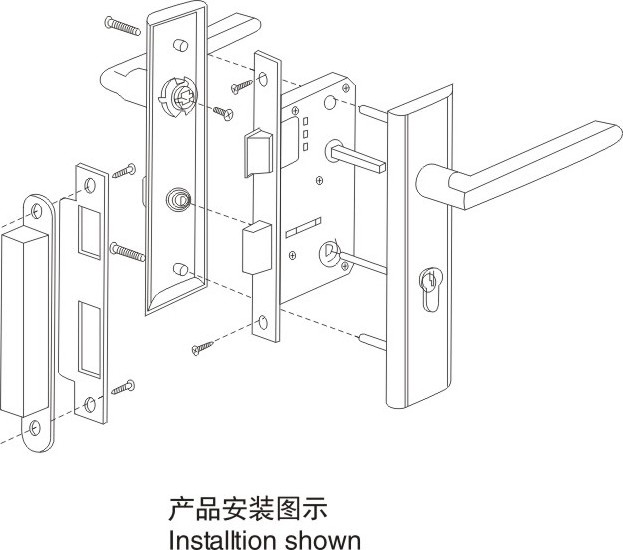 suppliers panel door lock with key stainless steel case mortise faceplate door lock set with lever handle Hotel Door Lock